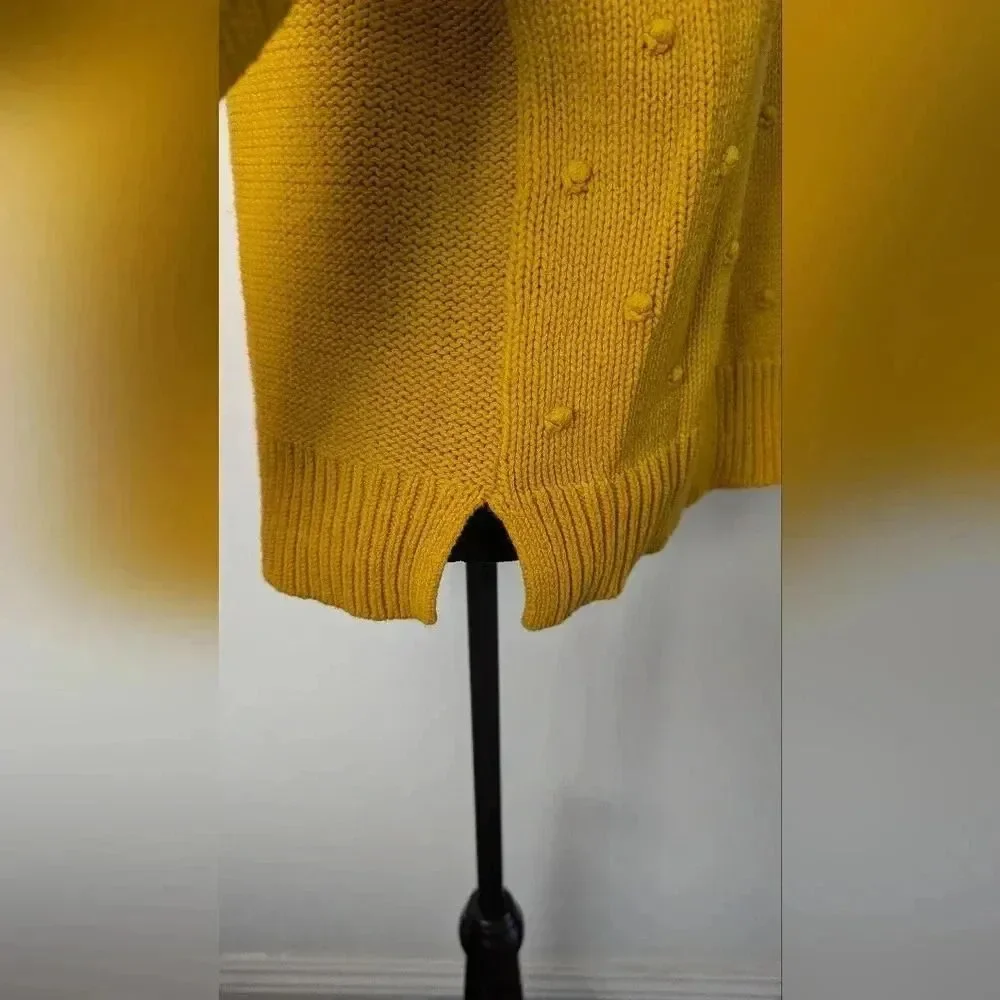 Mustard Yellow Knit Sweater Embroidered Detail Crew Neck Old Navy